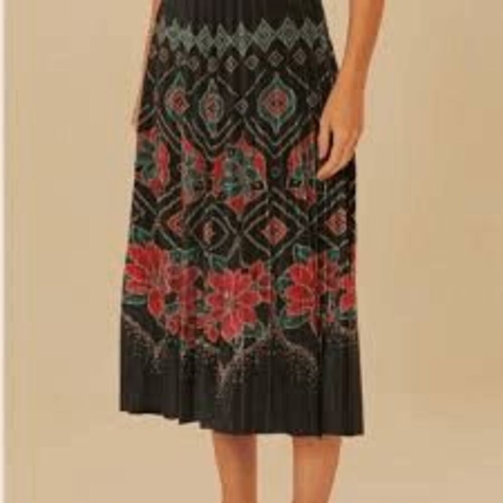 Farm Rio Amsterdam pleated midi skirt Sz P Sm